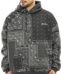 RVCA/ルーカ PATCHWORK BANDANA HOODIE メンズ パーカー プルオーバー スウェット ペイズリー柄 防風 撥水 セットアップ対応 BD042-045