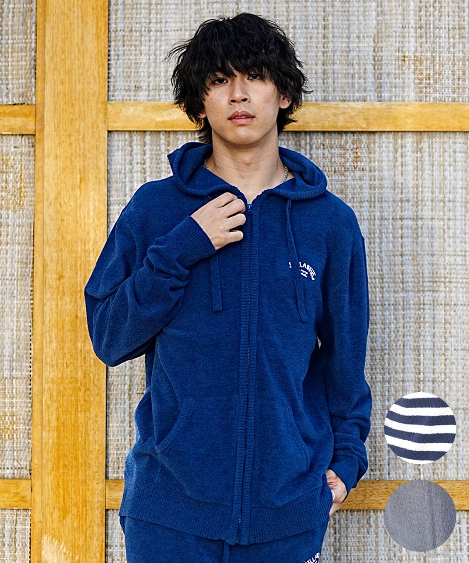 BILLABONG ビラボン メンズ ジップアップ パーカー フルジップ モールニット セットアップ対応 BE011-009(GRY-M)