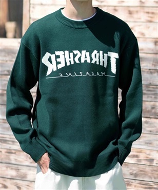 【マトメガイ対象】THRASHER/スラッシャー セーター バックワードロゴ ビックシルエット クルーネックニット 23MS-SW1 ムラサキスポーツ別注