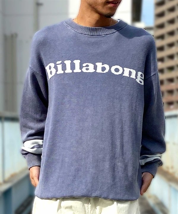 【マトメガイ対象】BILLABONG ビラボン BE011-690 長袖 Tシャツ クルーネックニット コットン ニット くすみカラー