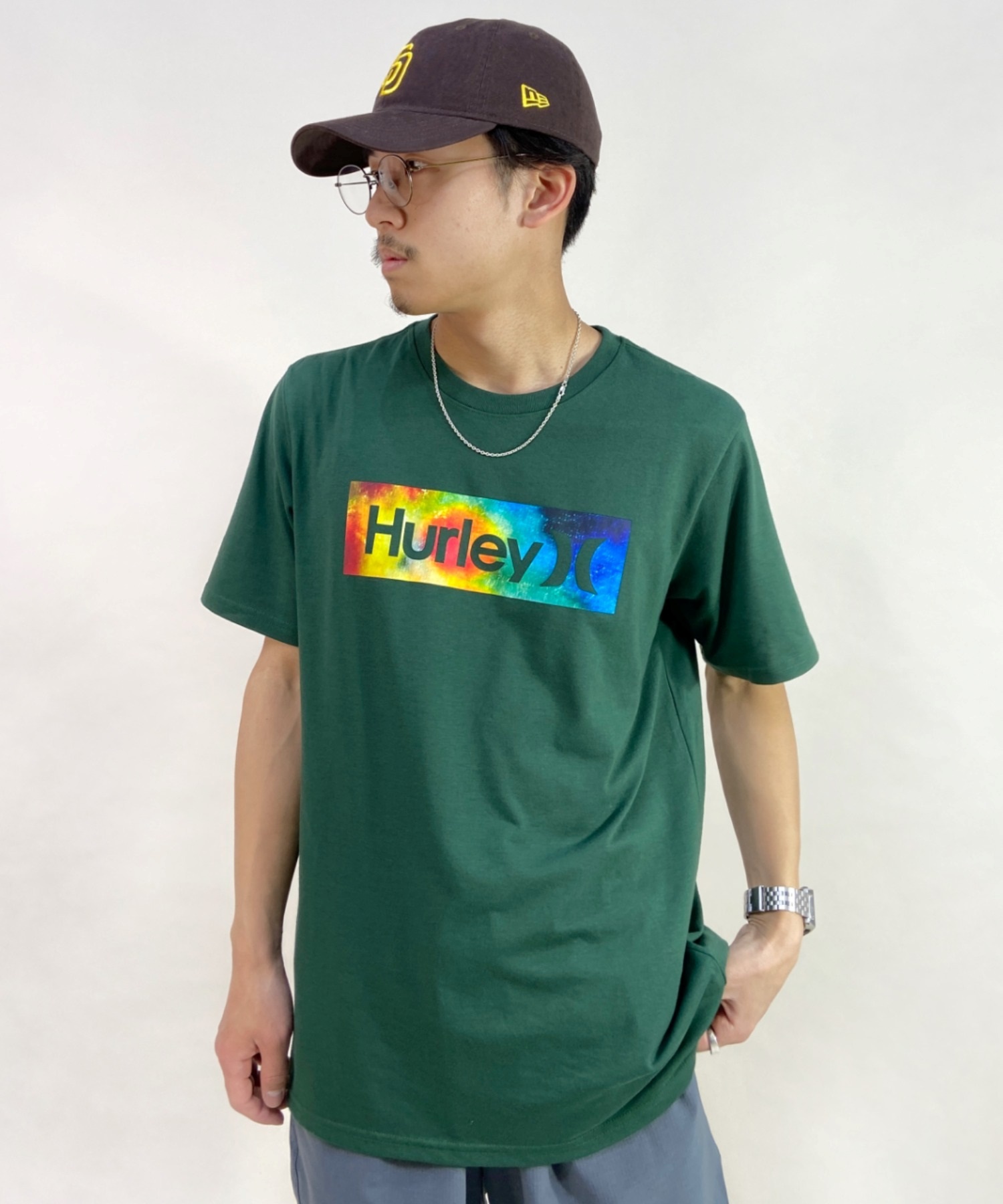 Hurley ハーレー MSS2200052 メンズ 半袖 Tシャツ ブランドロゴ バックプリント ムラサキスポーツ限定(DGRN-S)