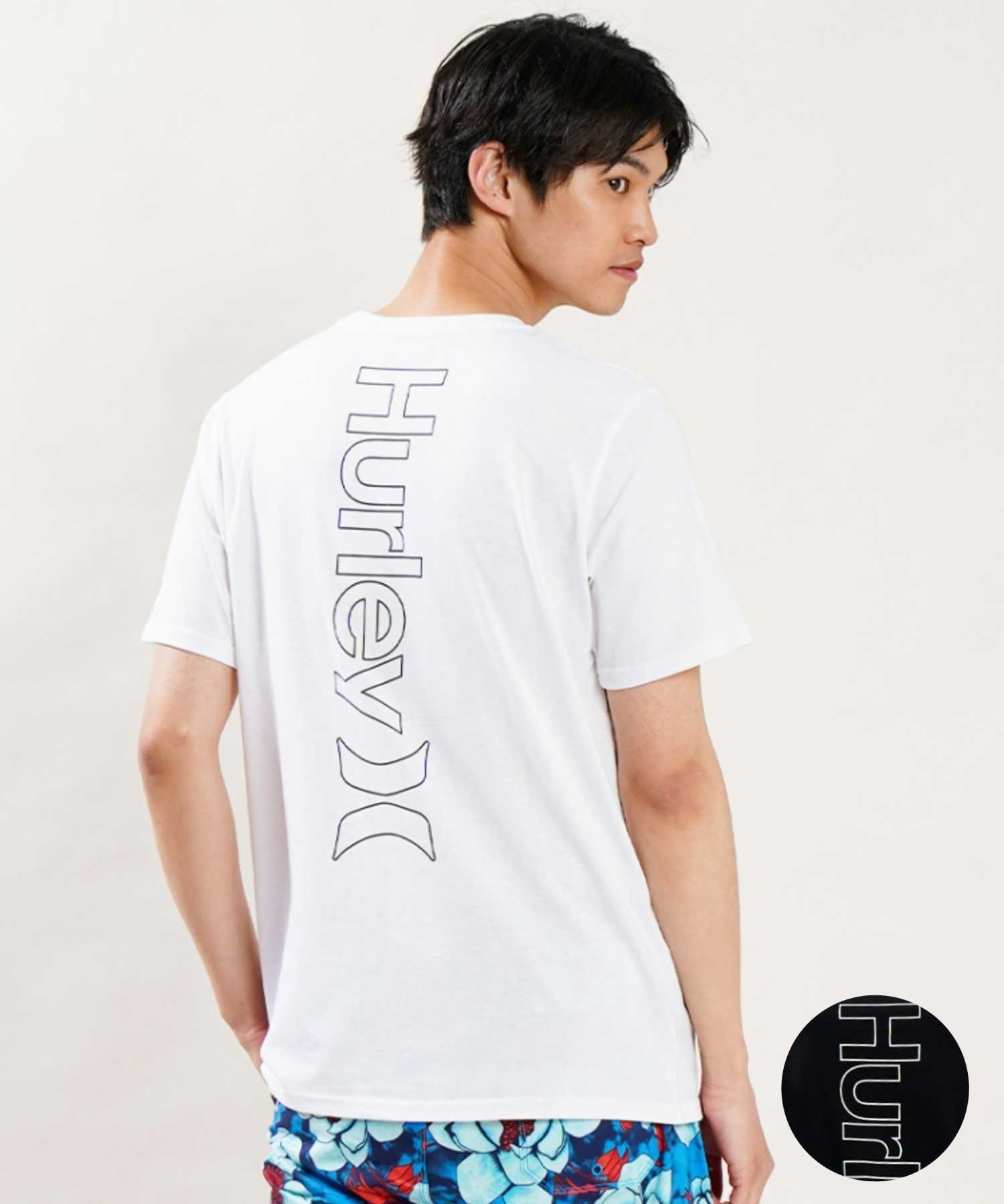 Hurley ハーレー MSS2200054 メンズ 半袖 Tシャツ ルーズシルエット バックプリントTシャツ ムラサキスポーツ限定(WHT-M)