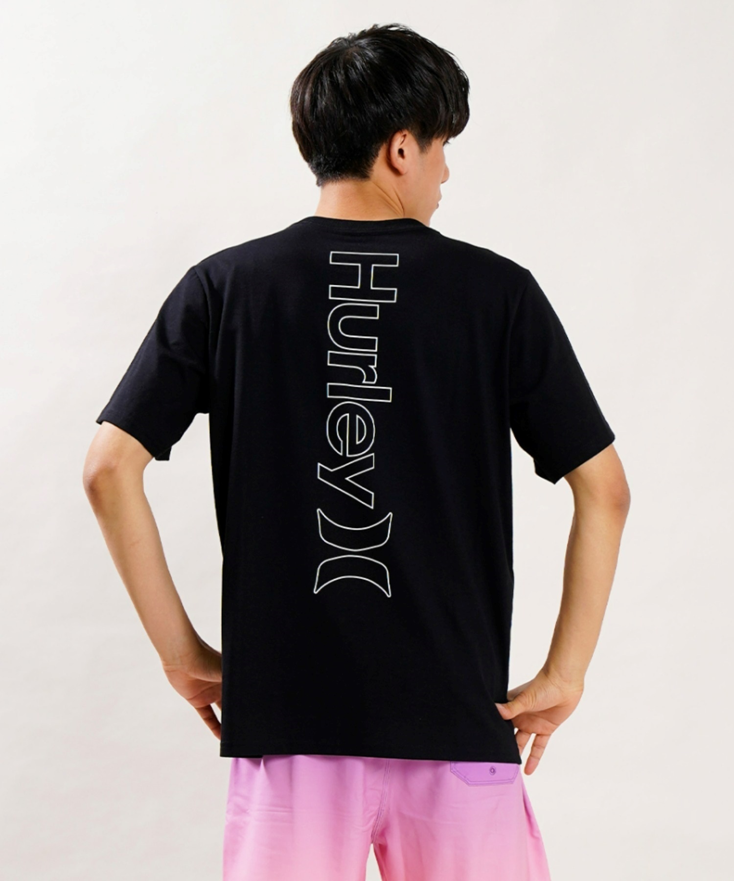 Hurley ハーレー MSS2200054 メンズ 半袖 Tシャツ ルーズシルエット バックプリントTシャツ ムラサキスポーツ限定(BLK-M)