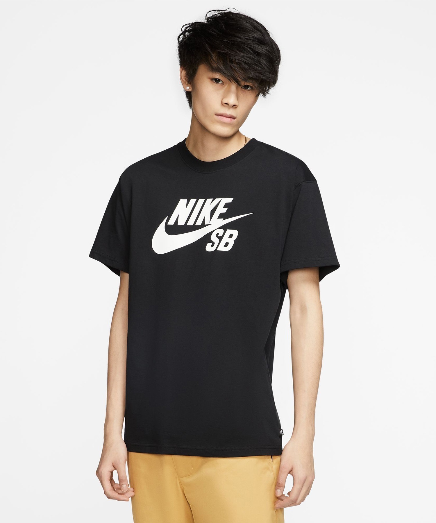 NIKE SB/ナイキエスビー ロゴ スケートボード メンズ 半袖 Tシャツ ブラック/ホワイト CV7540-010(010-M)