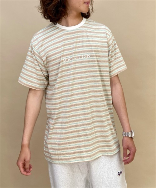 BRIXTON/ブリクストン 刺繍ロゴ ボーダー クルーネックTシャツ