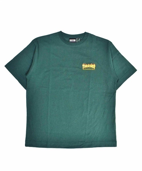 THRASHER スラッシャー FLAME THMM-002 メンズ 半袖 Tシャツ カットソー ムラサキスポーツ限定 KK1 C23(S.BLK-M)