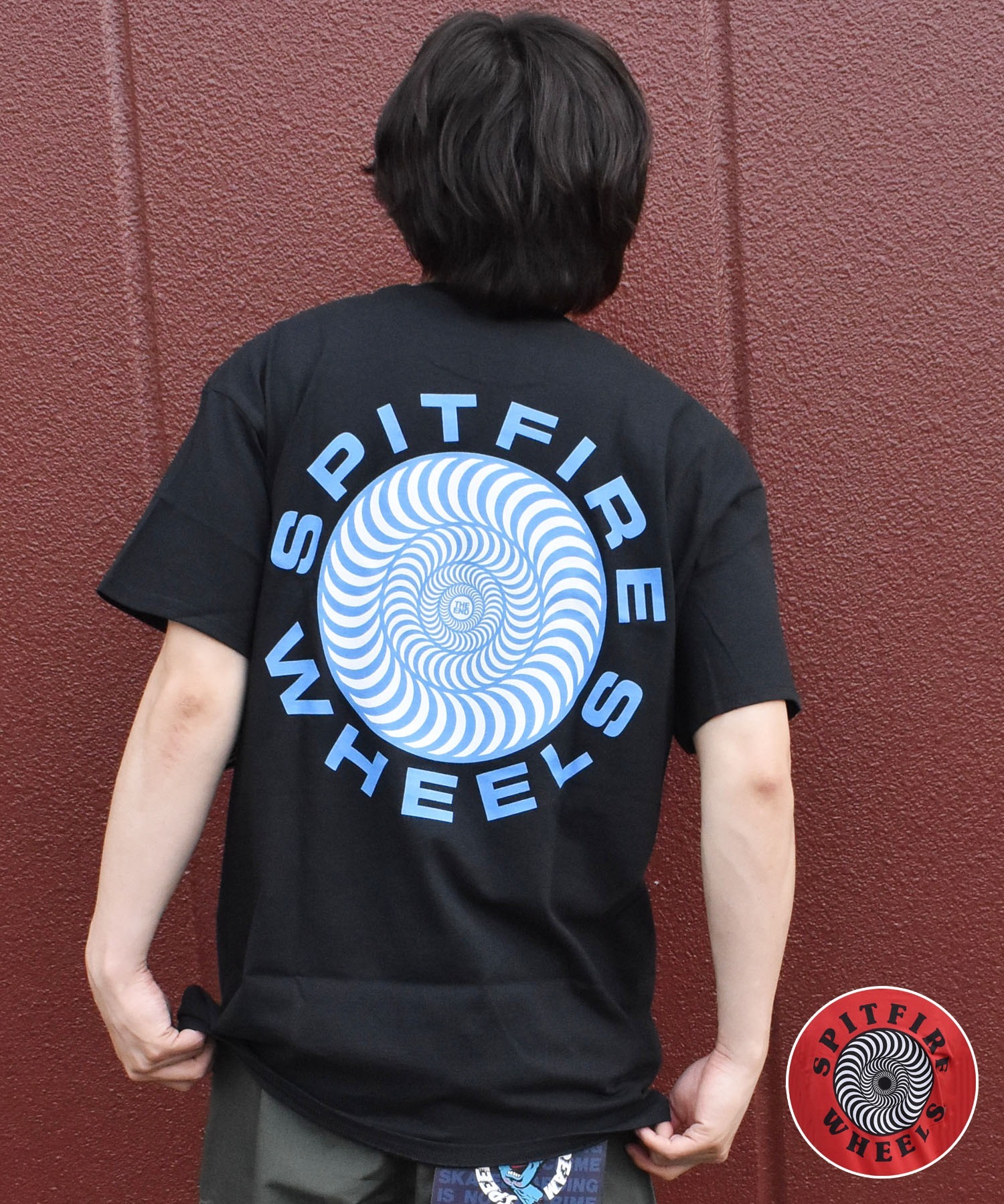 SPITFIRE スピットファイア OG CLASSIC FILL CLASSIC.87 SWIR メンズ 半袖 Tシャツ ルーズシルエット バックプリント(BK/BL-M)