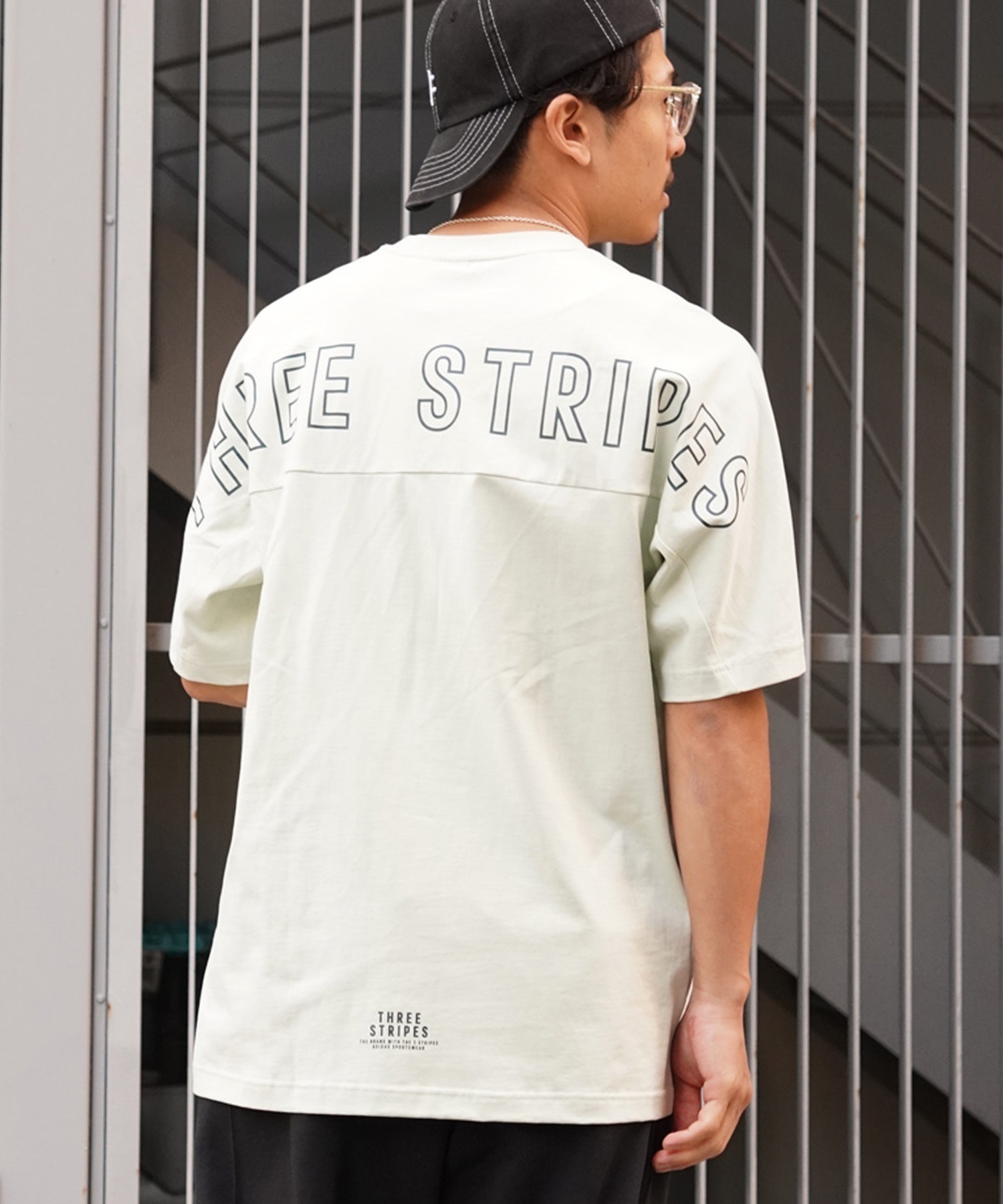 adidas アディダス メンズ 半袖 Tシャツ ワンポイントロゴ バックプリント オーバーサイズ JSY30(GR/GR-M)