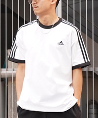 adidas アディダス メンズ 半袖 Tシャツ 3ST スリーストライプス ルーズフィット JUH48(WT/BK-M)