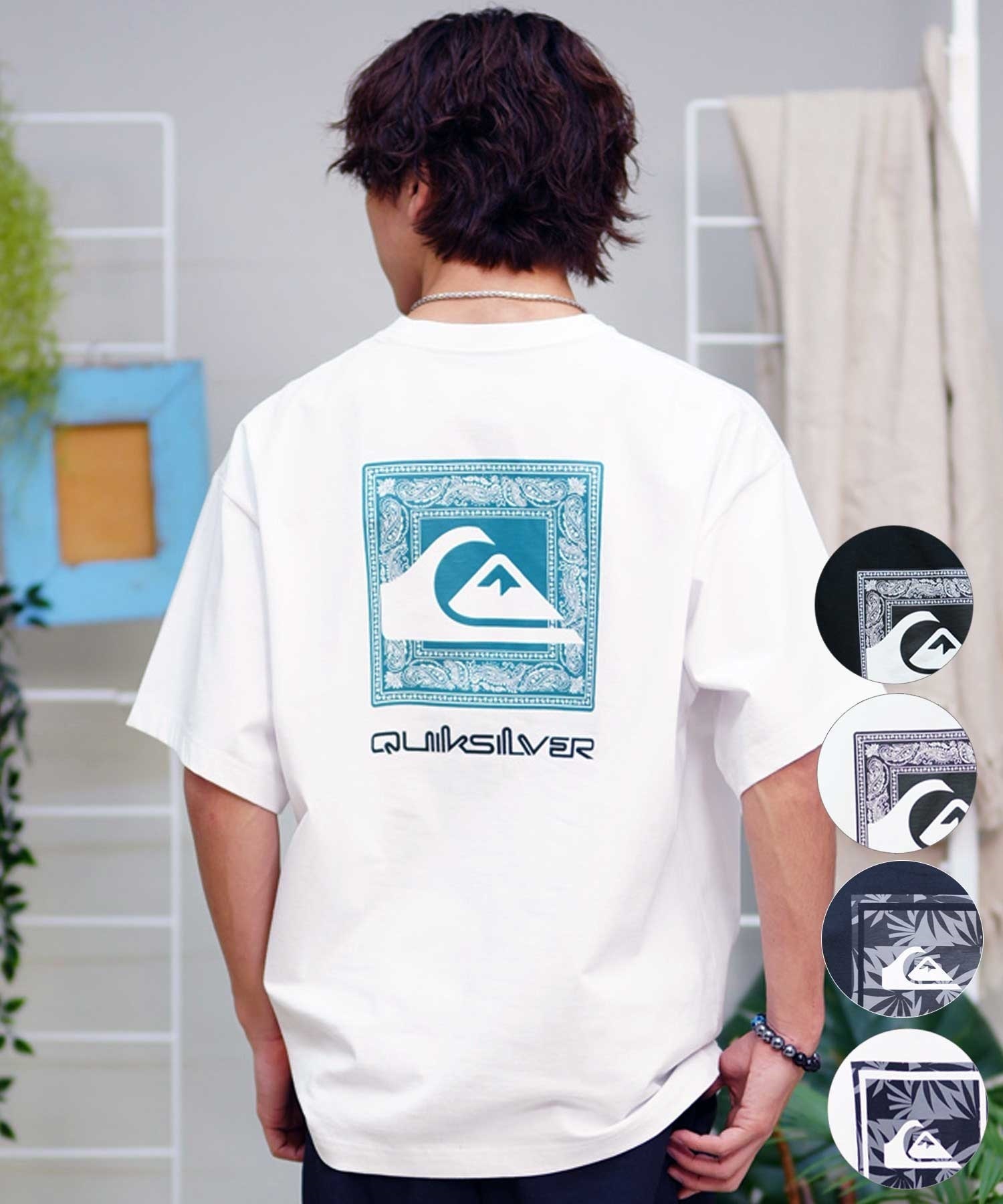 QUIKSILVER クイックシルバー QST241624M メンズ Tシャツ 半袖 ルーズフィット ムラサキスポーツ限定(WHT2-M)