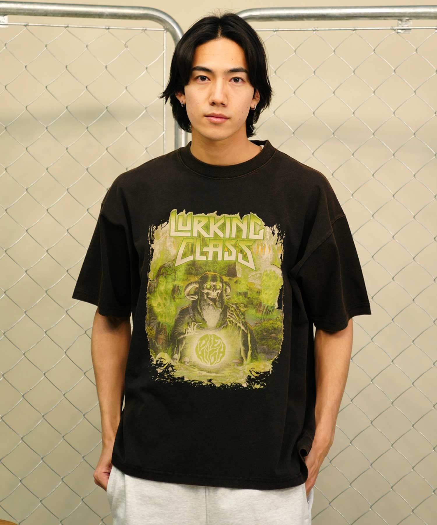 LURKING CLASS ラーキングクラス ST24STM18 半袖 Tシャツ フロント プリント オーバーサイズ(BKACD-M)