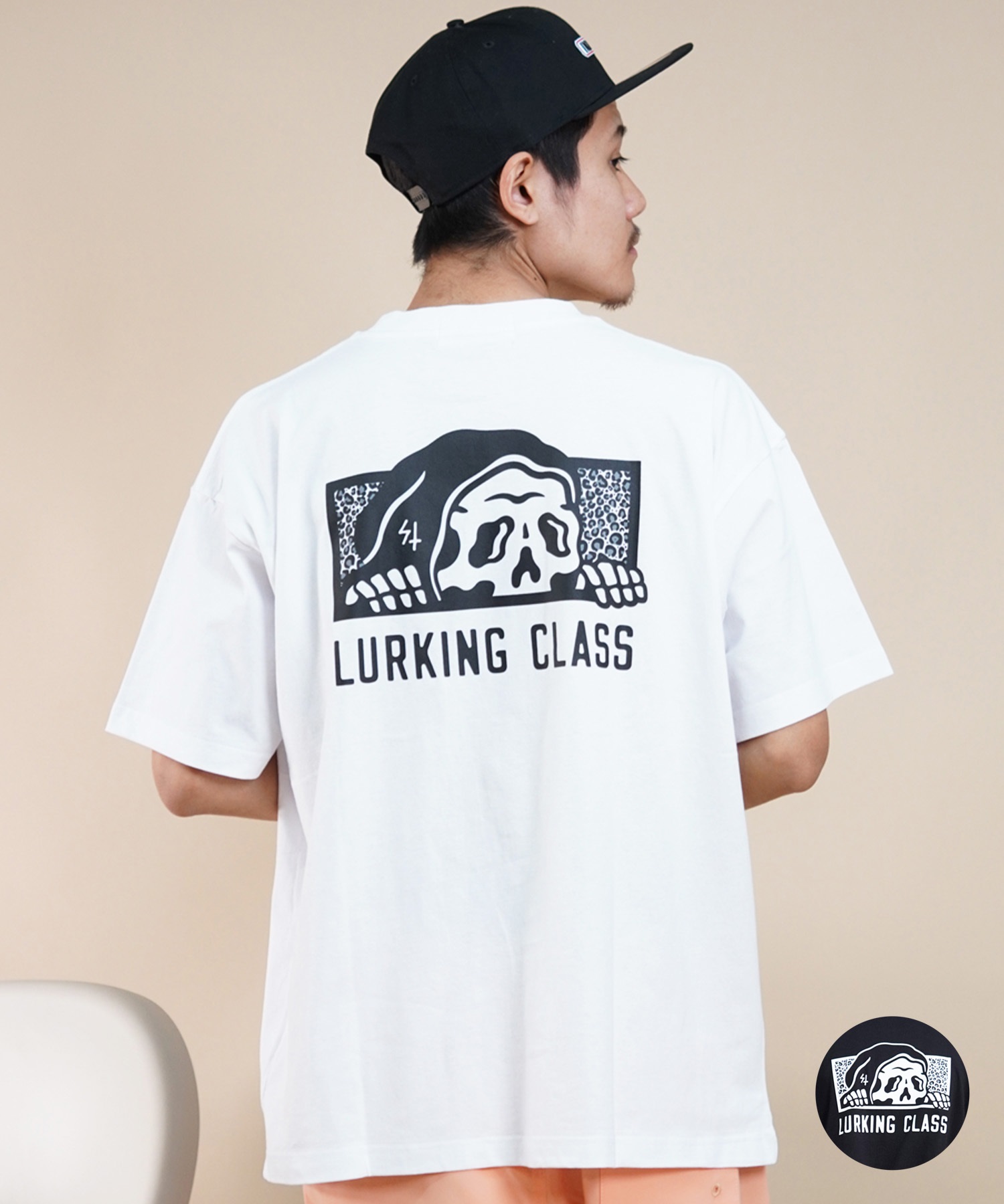 【 ムラサキスポーツ限定】LURKING CLASS ラーキングクラス メンズ 半袖 Tシャツ バックプリント レオパード柄 ST24STM15(BLACK-M)