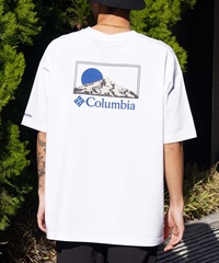 【ムラサキスポーツ限定】columbia コロンビア メンズ オーバーサイズ Tシャツ 半袖 UVケア バックプリント PM0941(101-M)