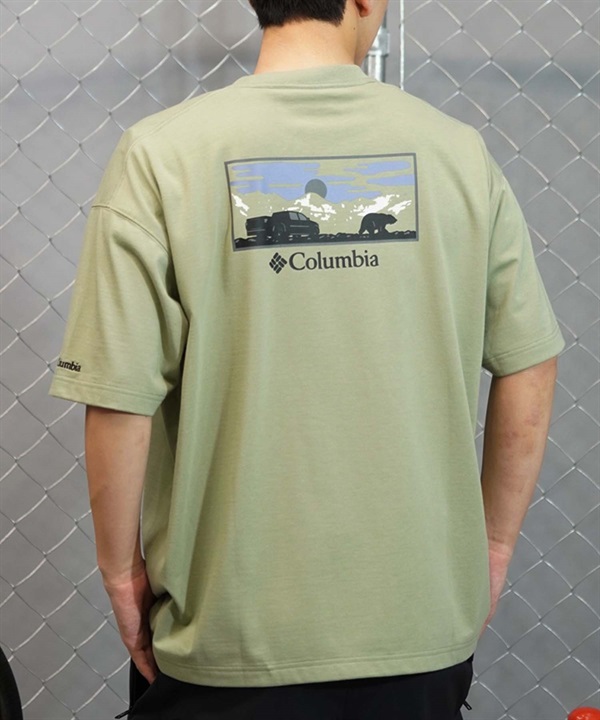 【ムラサキスポーツ限定】columbia コロンビア メンズ オーバーサイズ Tシャツ 半袖T UVケア バックプリント PM4502