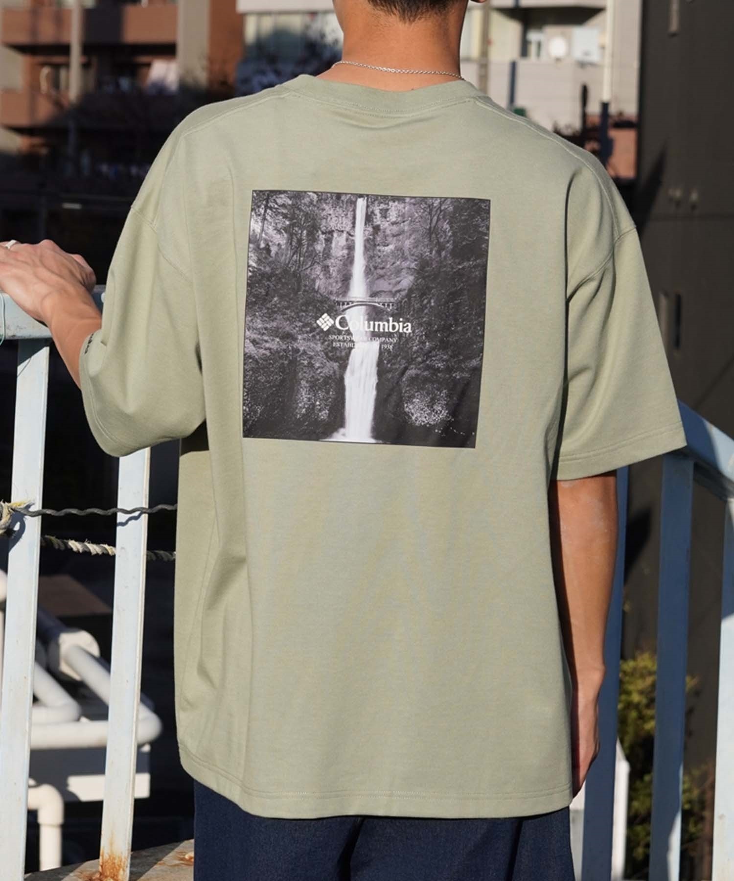 【ムラサキスポーツ限定】columbia コロンビア メンズ オーバーサイズ Tシャツ 半袖T UVケア バックプリント PM4502(349-M)
