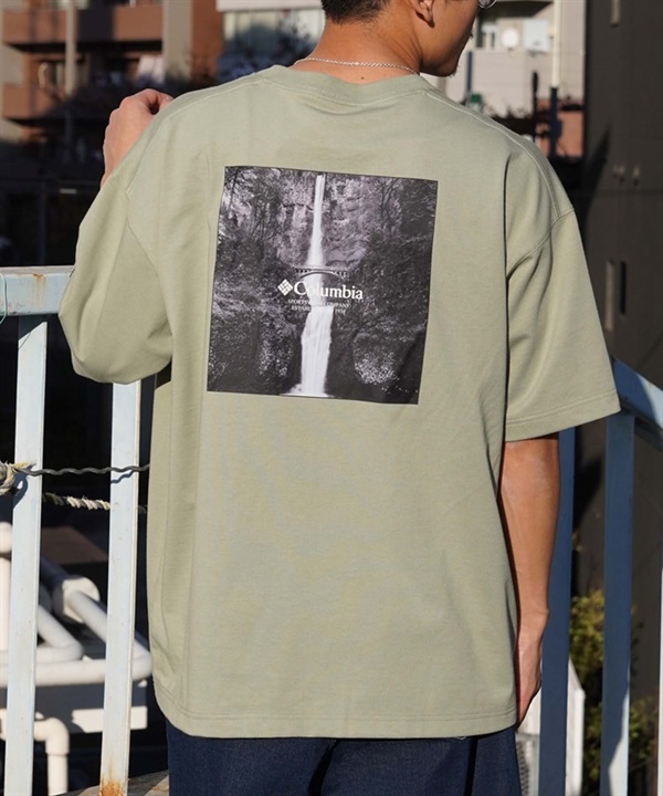 【ムラサキスポーツ限定】columbia コロンビア メンズ オーバーサイズ Tシャツ 半袖T UVケア バックプリント PM4502(349-M)
