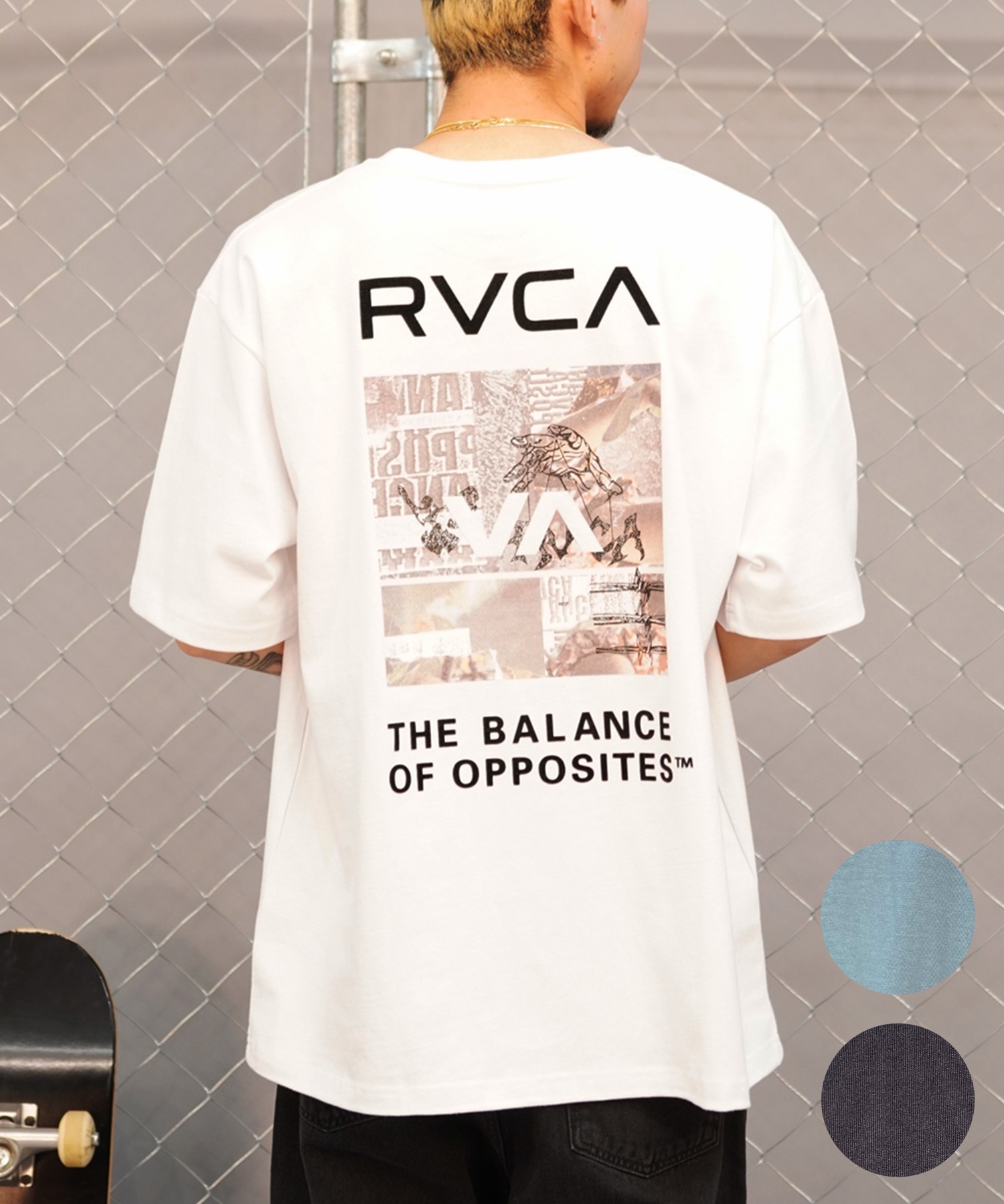 【クーポン対象】RVCA ルーカ THRASHED BOX RVCA TEE メンズ 半袖 Tシャツ バックプリント スクエアロゴ オーバーサイズ BE041-224(GNB0-S)