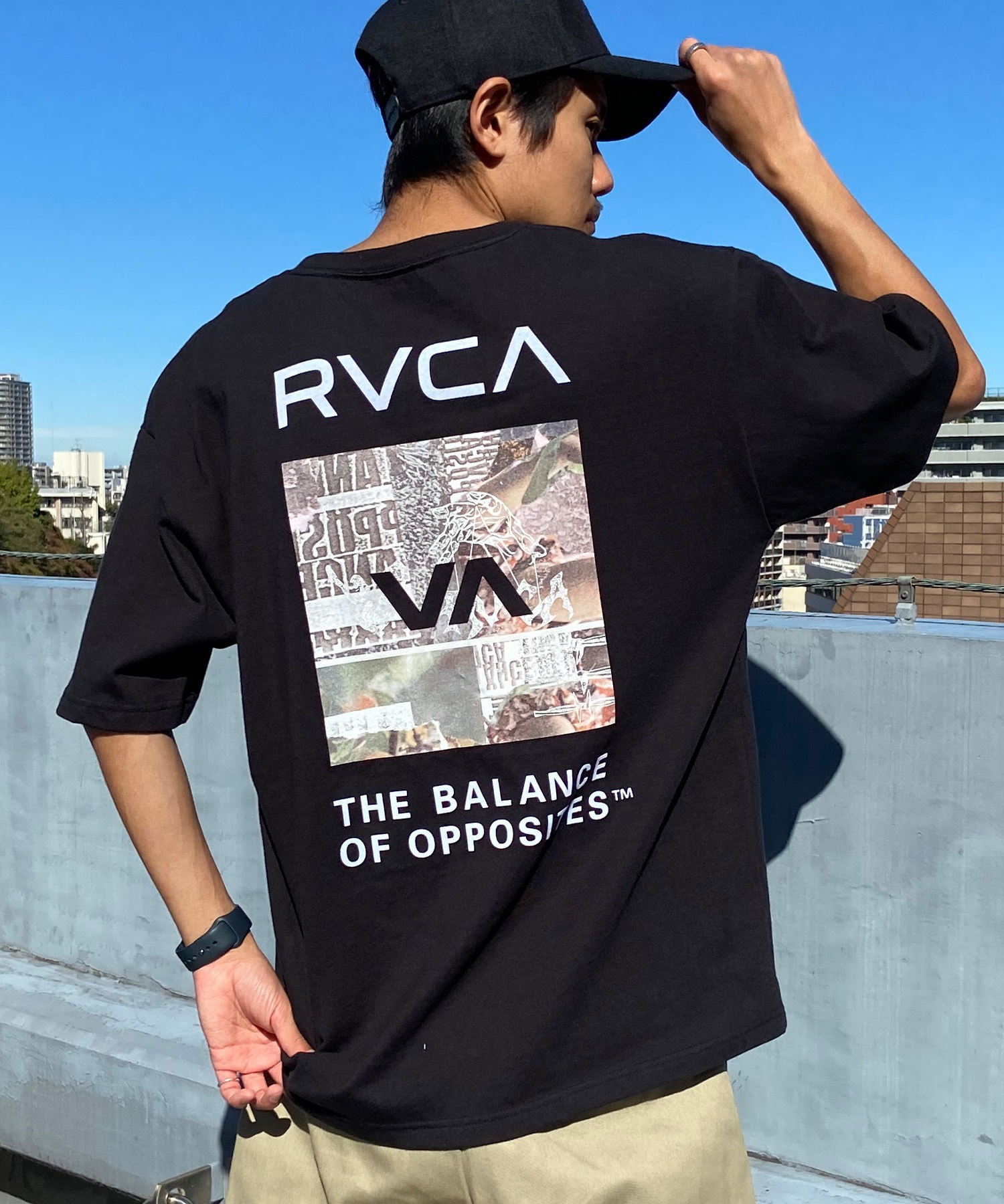 【クーポン対象】RVCA ルーカ THRASHED BOX RVCA TEE メンズ 半袖 Tシャツ バックプリント スクエアロゴ オーバーサイズ BE041-224(BLK-S)