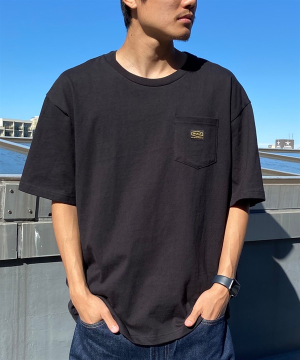 【マトメガイ対象】RVCA ルーカ メンズ 半袖 Tシャツ ポケT ポケット 無地 ワンポイント オーバーサイズ クルーネック BE041-230