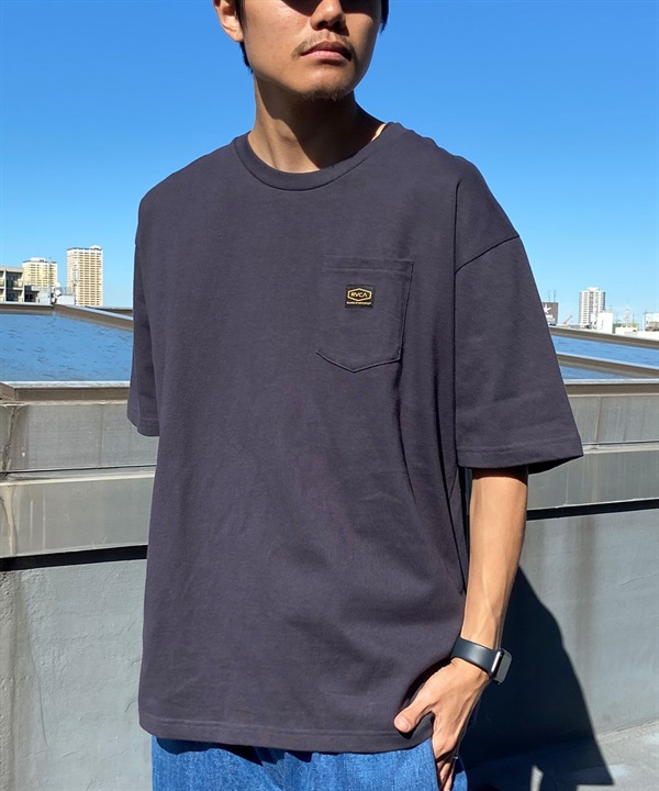 RVCA ルーカ メンズ 半袖 Tシャツ ポケT ポケット 無地 ワンポイント オーバーサイズ クルーネック BE041-230