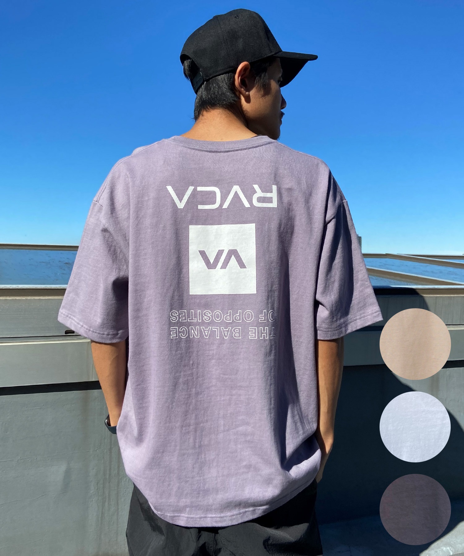 【クーポン対象】RVCA ルーカ UP STATE TEE メンズ 半袖 Tシャツ オーバーサイズ ボックスロゴ バックプリントT BE041-234(SLW0-S)