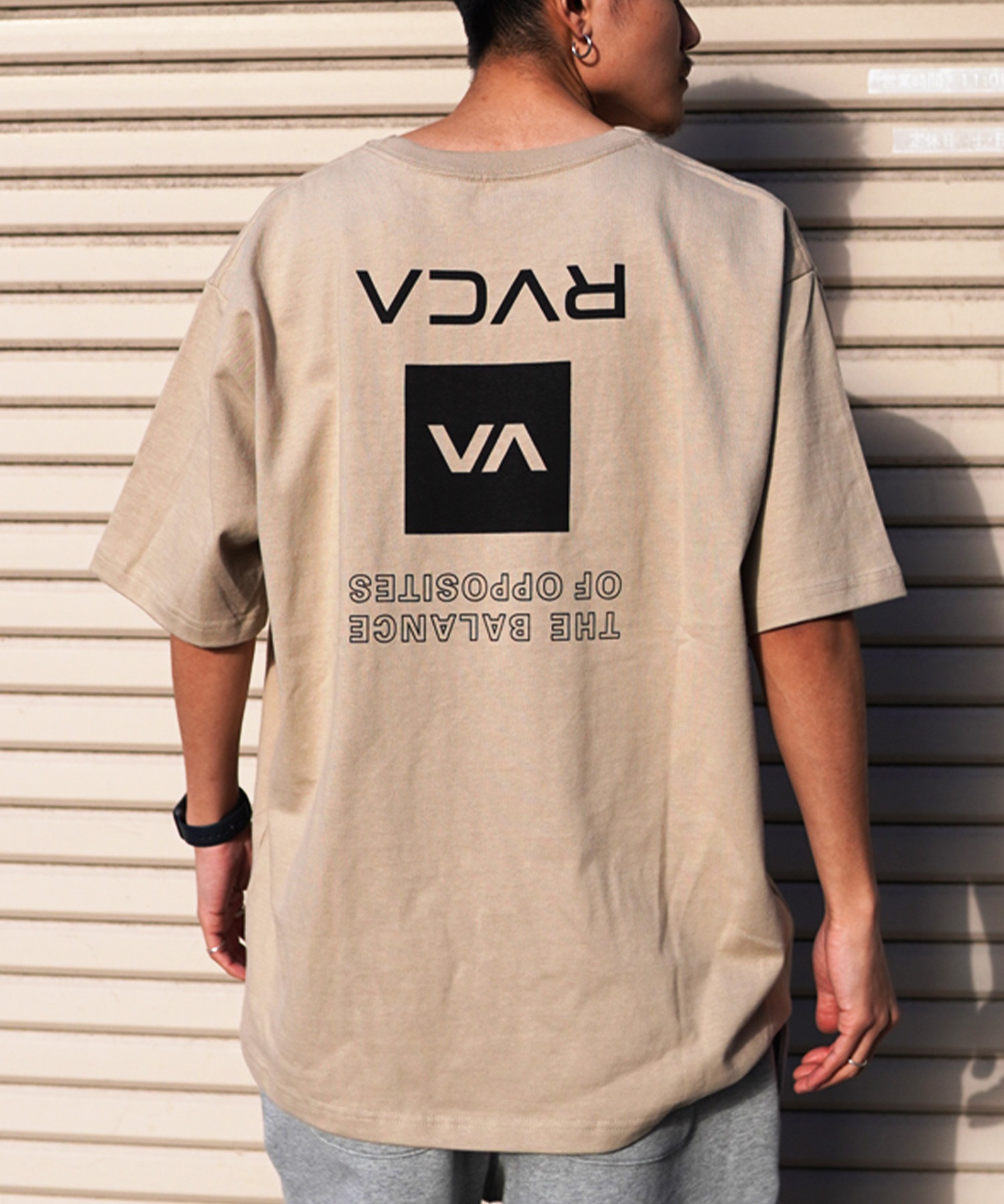 【クーポン対象】RVCA ルーカ UP STATE TEE メンズ 半袖 Tシャツ オーバーサイズ ボックスロゴ バックプリントT BE041-234(KHA-S)