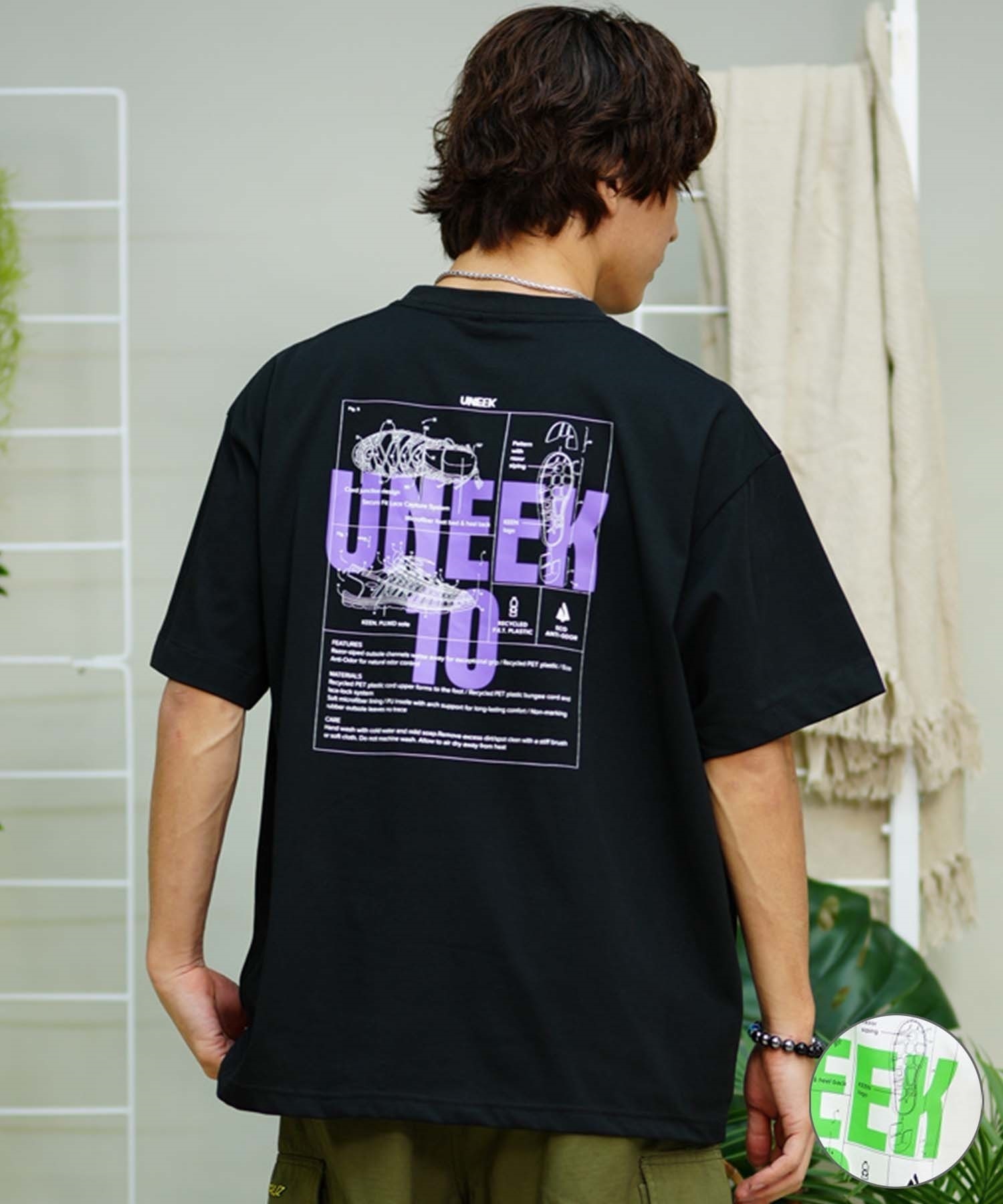 【マトメガイ対象】KEEN キーン メンズ Tシャツ 半袖 バックプリント ワンポイントロゴ 1029381 1029383(BLACK-S)