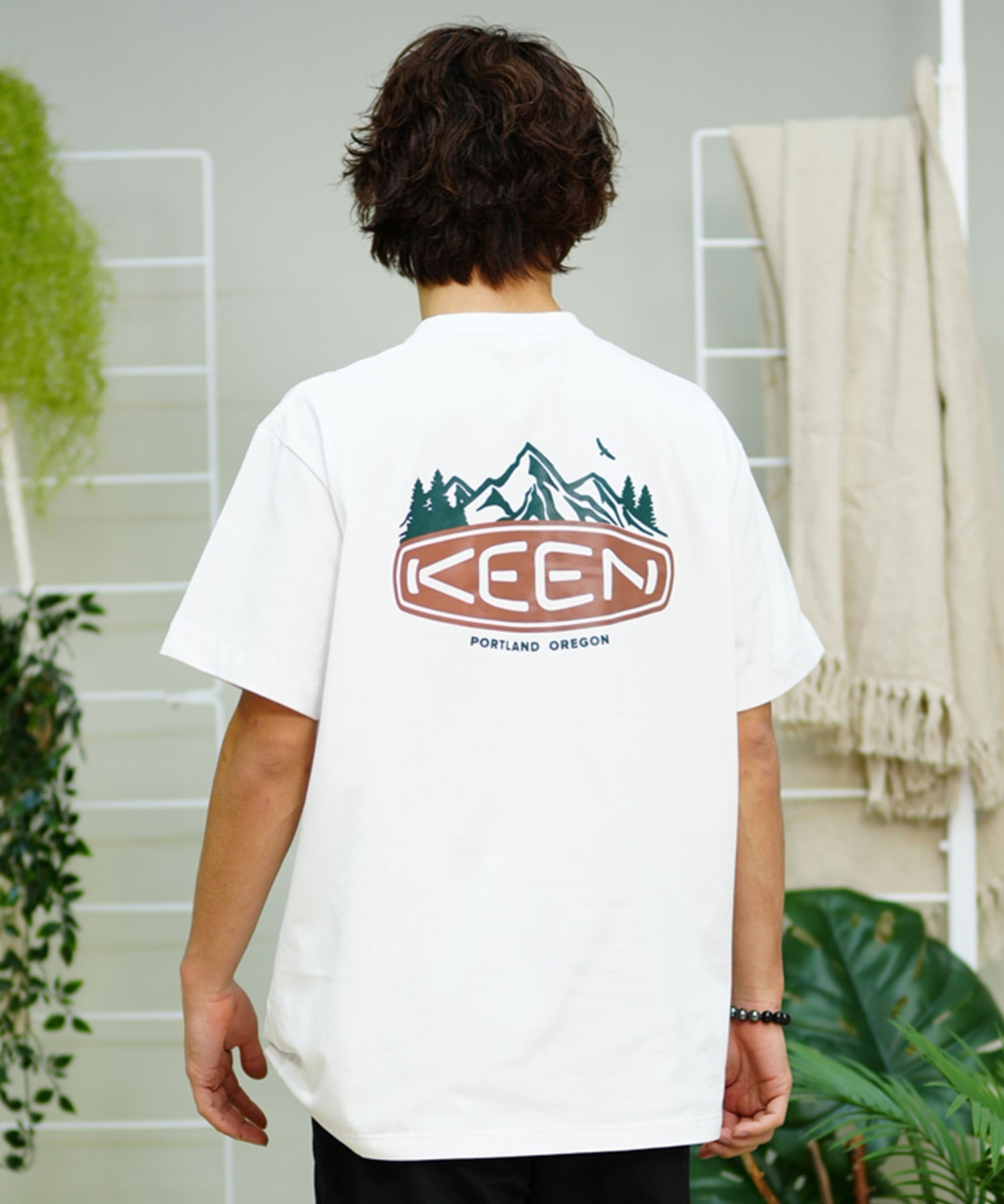KEEN キーン メンズ Tシャツ 半袖 バックプリント ロゴ 1029895 1029896 ムラサキスポーツ限定(WHITE-S)