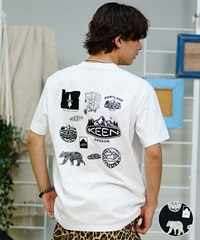 【ムラサキスポーツ限定】KEEN キーン メンズ Tシャツ 半袖 バックプリント ロゴ ボックスシルエット 1029897 1029898(BLACK-S)