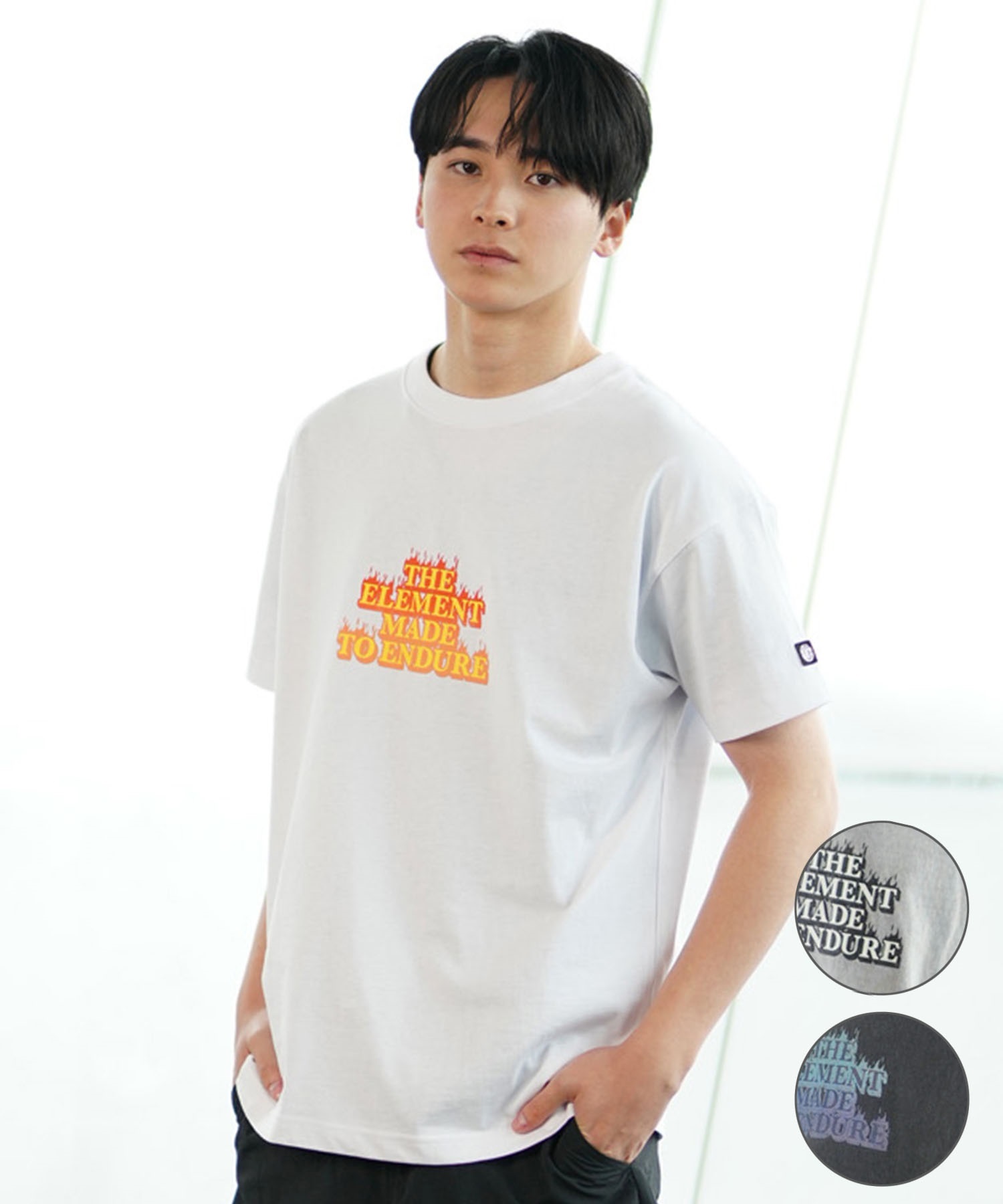 ELEMENT エレメント メンズ 半袖Tシャツ ロゴT プリントTシャツ バックプリント BE021-213(SLV-M)