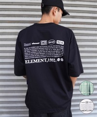 ELEMENT エレメント メンズ 半袖 Tシャツ バックプリント オーバーサイズ クルーネック 吸水速乾 BE021-224(WHT-M)