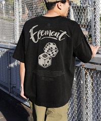 ELEMENT エレメント メンズ 半袖 Tシャツ オーバーサイズ ダイスロゴ バックプリント サイコロモチーフ ヴィンテージ風 かすれプリント BE021-252(FBK-M)