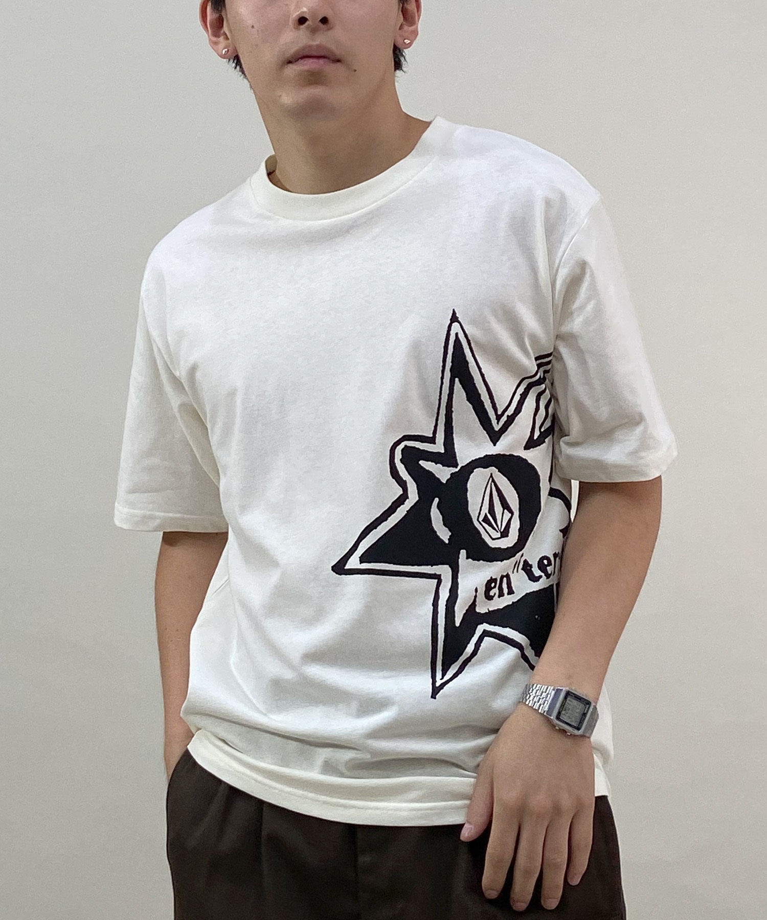 VOLCOM ボルコム メンズ 半袖 Tシャツ フロントプリント ストーン ロゴ ホワイト AF012410(OFW-M)