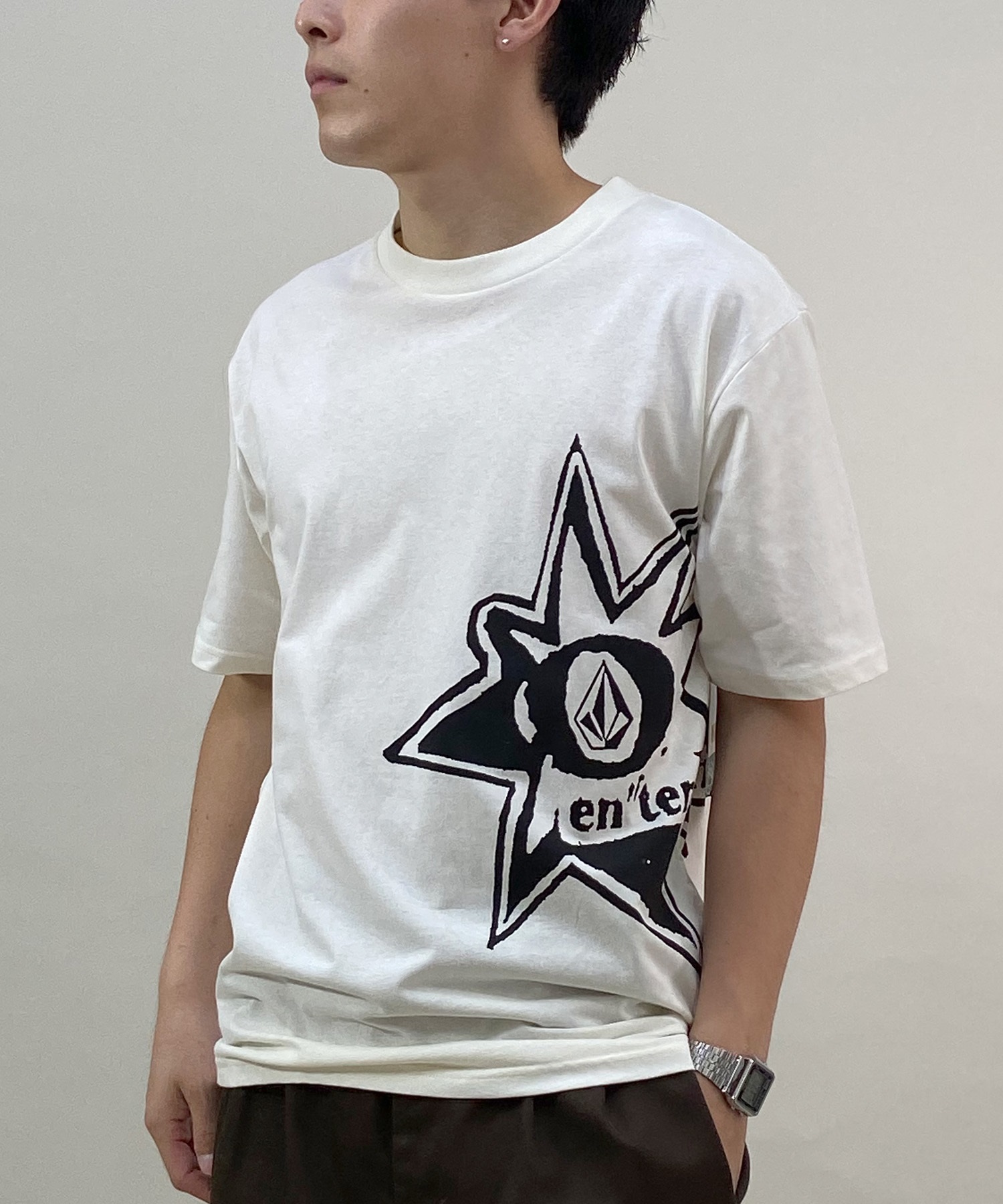 VOLCOM ボルコム メンズ 半袖 Tシャツ フロントプリント ストーン ロゴ ホワイト AF012410(OFW-M)