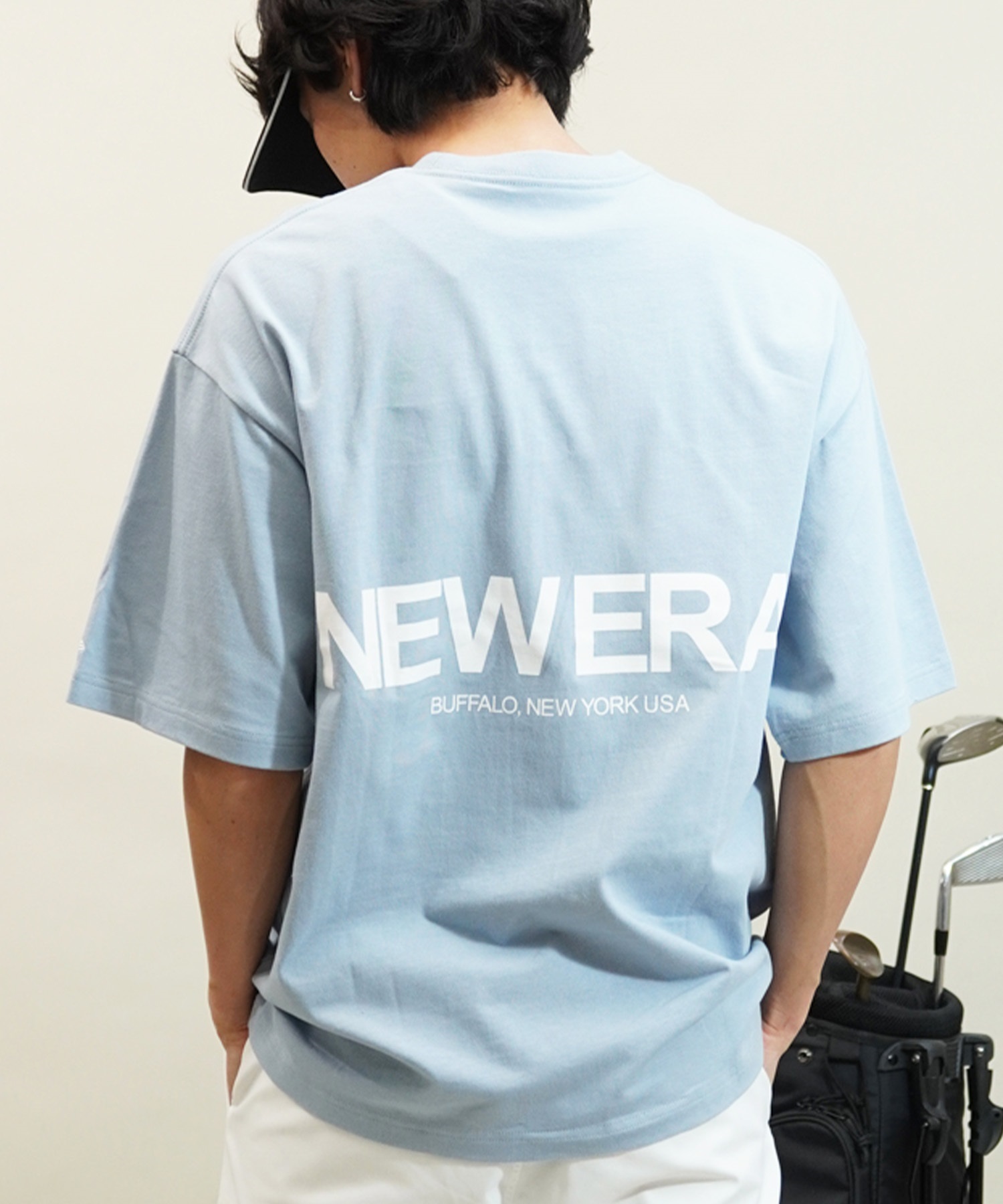 NEW ERA ニューエラ メンズ 半袖 Tシャツ バックプリント ブランドロゴ ミストブルー 14121852(NBLU-M)