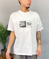 NEW ERA ニューエラ メンズ 半袖 Tシャツ ボックスロゴ ペイズリー柄 フロントプリント ホワイト 14121889(WHI-M)