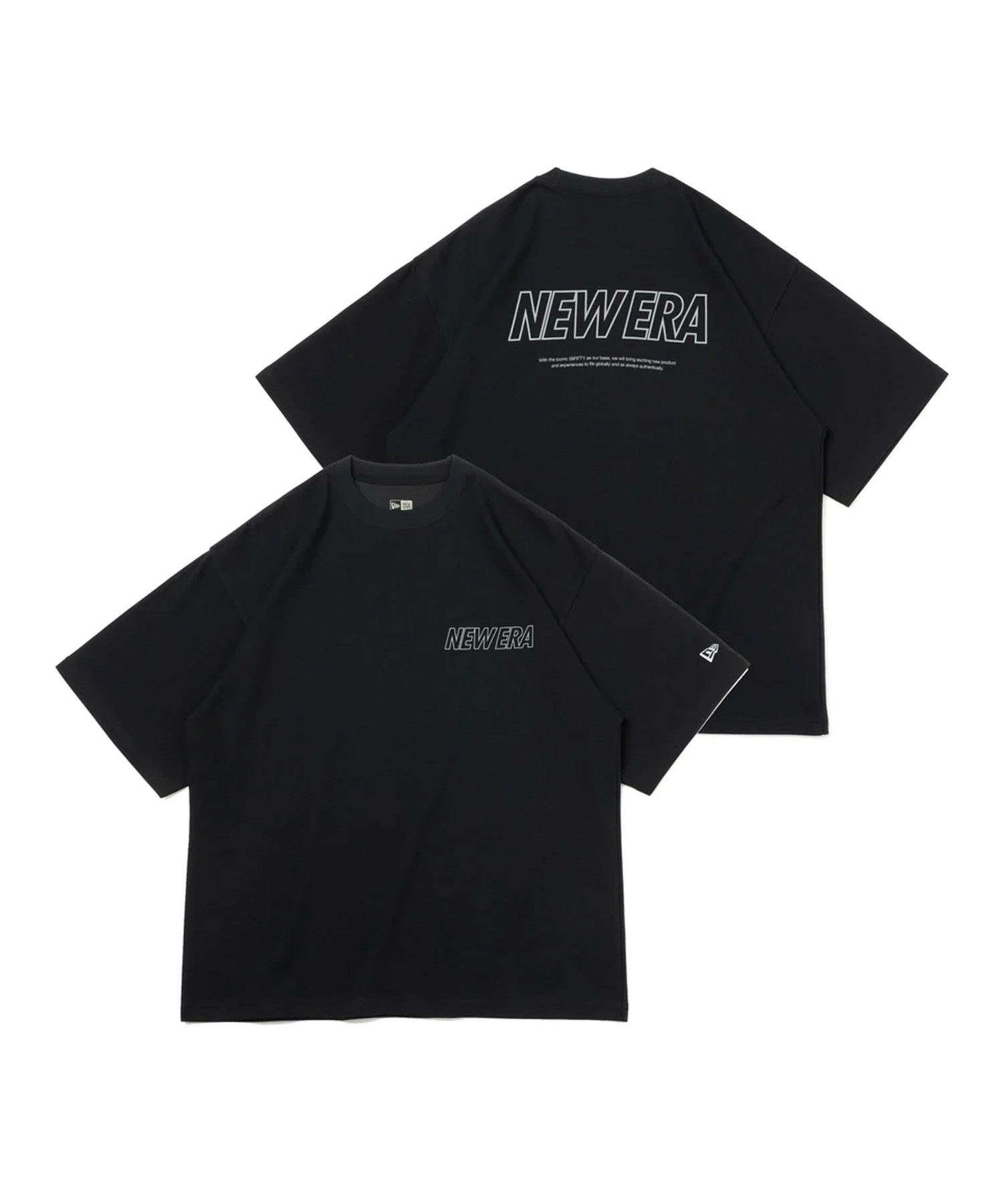 【マトメガイ対象】NEW ERA ニューエラ メンズ Tシャツ 半袖 オーバーサイズ バックプリント 吸汗速乾 シンプル 14121973(BLK-M)