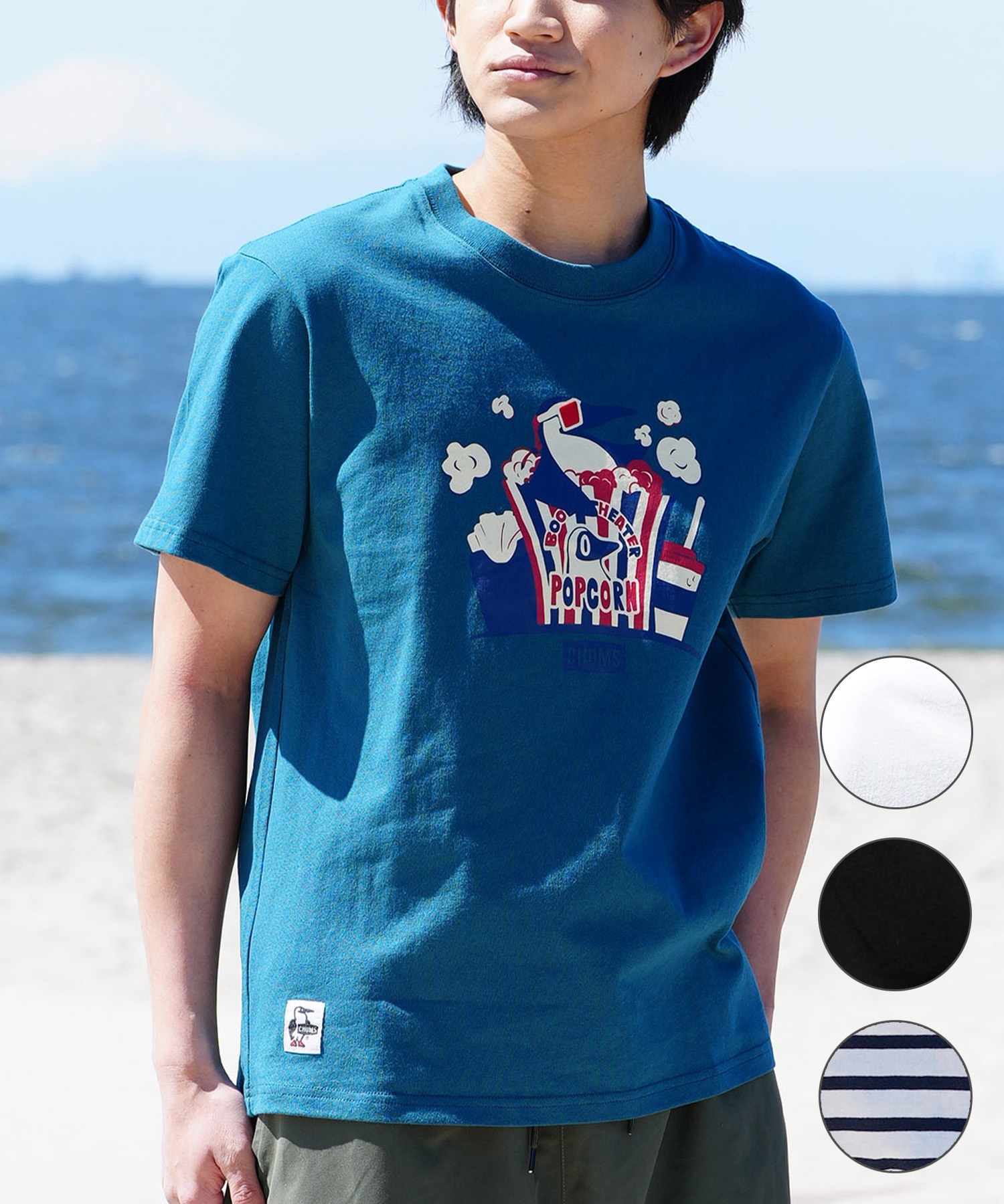 CHUMS ネイビー ポップコーン柄 ジャケット M CHUMS チャムス メンズ Tシャツ 半袖 ブービーバード シアター