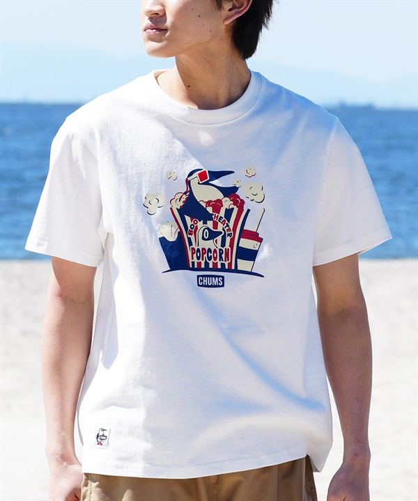 CHUMS チャムス メンズ Tシャツ 半袖 ブービーバード シアターモチーフ ポップコーン クルーネック CH01-2349