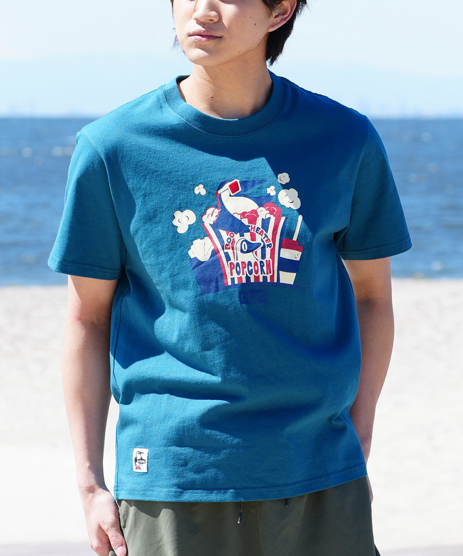 【マトメガイ対象】CHUMS チャムス メンズ Tシャツ 半袖 ブービーバード シアターモチーフ ポップコーン クルーネック CH01-2349(T001-M)