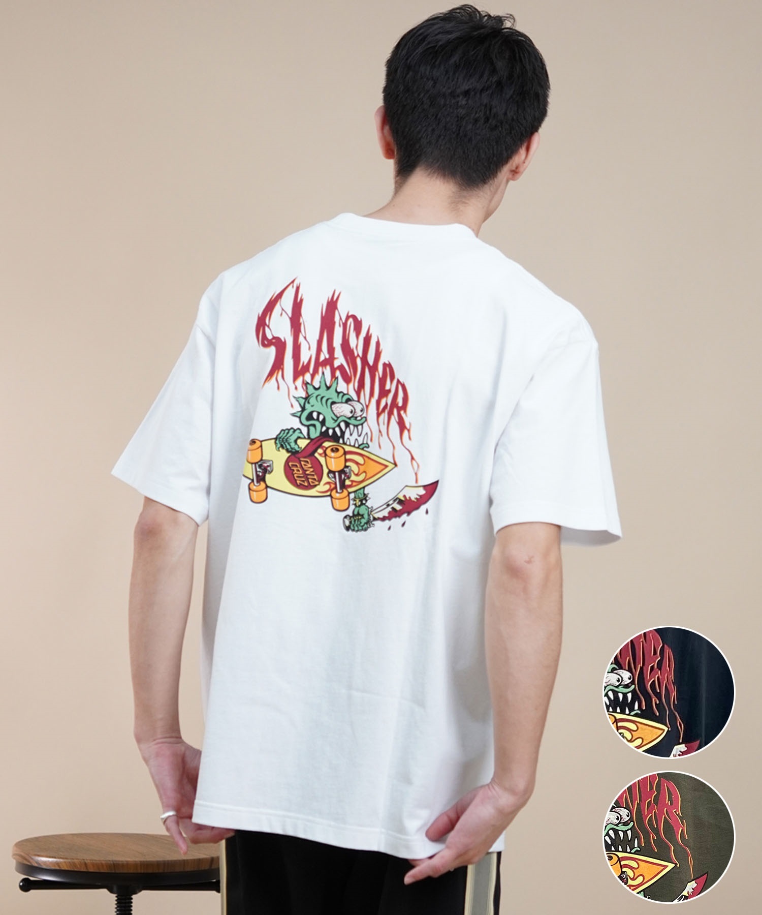 【ムラサキスポーツ限定】SANTACRUZ サンタクルーズ メンズ 半袖Tシャツ バックプリント 502241410(ARMY-M)