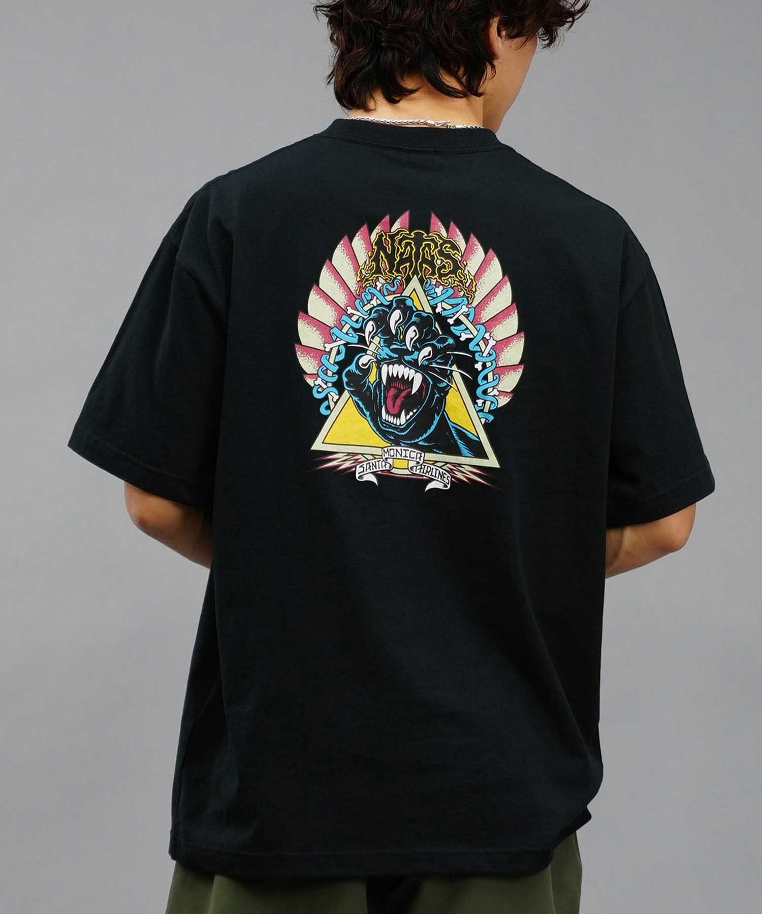 【ムラサキスポーツ限定】 SANTACRUZ サンタクルーズ Natas Screaming Panther S S Tee メンズ 半袖 Tシャツ 502241414(OFFBK-M)