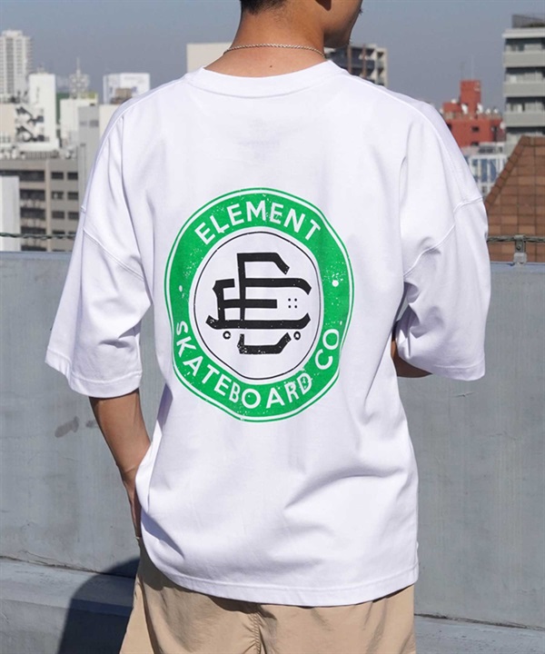 【マトメガイ対象】ELEMENT エレメント ROUND SS メンズ 半袖 Tシャツ バックプリント ビックシルエット 吸水速乾 BE02A-202