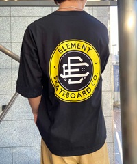ELEMENT エレメント ROUND SS メンズ 半袖 Tシャツ バックプリント ビックシルエット 吸水速乾 BE02A-202(FBK-M)