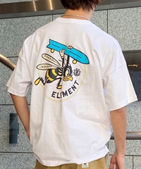 【クーポン対象】ELEMENT エレメント メンズ Tシャツ 半袖 バックプリント ビッグシルエット クルーネック BE02A-210(WHT-M)