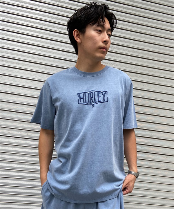 【マトメガイ対象】Hurley ハーレー メンズ 半袖 Tシャツ ピグメント染 ロゴ刺繍 シンプル セットアップ対応 MSS2411016