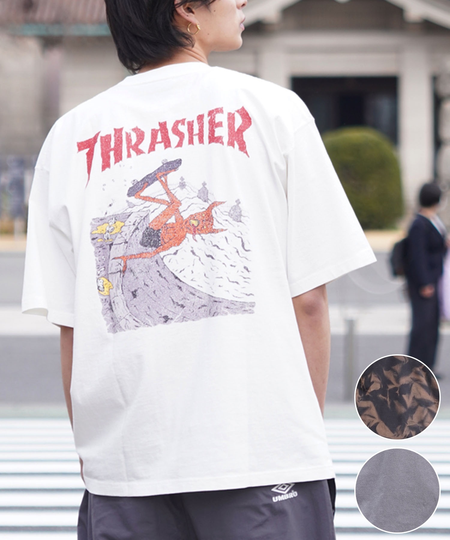 THRASHER スラッシャー メンズ 半袖 Tシャツ NECKFACE（ネックフェイス） THM-24SPSST02 ムラサキスポーツ別注(MURA-M)