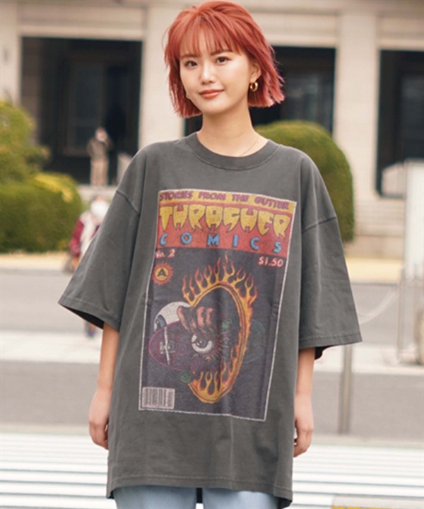 【マトメガイ対象】THRASHER スラッシャー メンズ レディース Tシャツ COMICS COVERプリント ムラサキスポーツ別注 THMS-24SPCOMICT