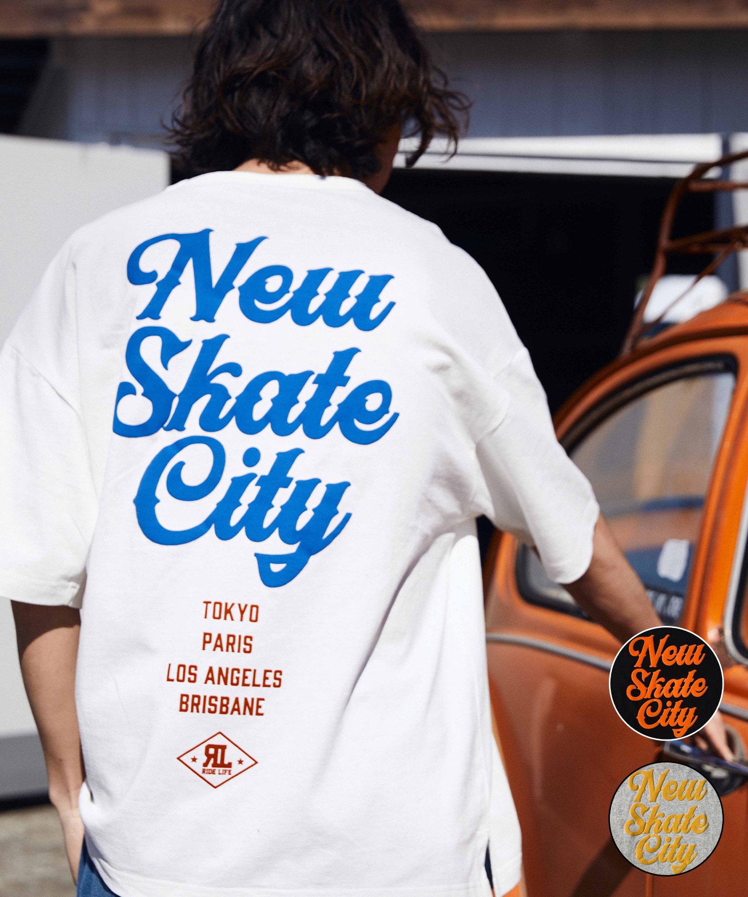 DEAR LAUREL ディアローレル メンズ 半袖 Tシャツ "New SkateCity" バックプリント 吸水速乾 D24S2102(BLK-M)