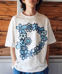 DEAR LAUREL ディアローレル メンズ 半袖 Tシャツ "Flower D" 花柄 プリント 吸水速乾 D24S2108(WHT-M)